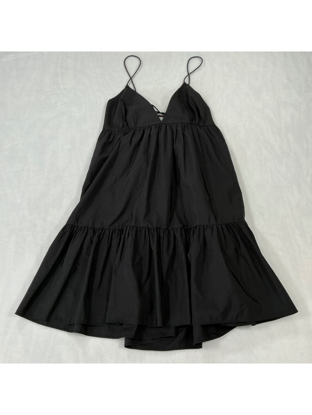 Zara Black Sleeveless Spaghetti Strap Dress with Ruffle‎ Hem